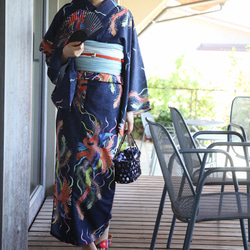 九谷焼作家が描く文様 ユニセックス浴衣・帯セット 鳳凰【KUTANI×KIMONO】 15枚目の画像