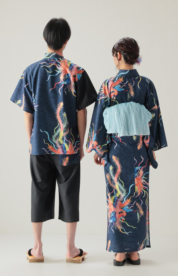 九谷焼作家が描く文様 ユニセックス浴衣・帯セット 鳳凰【KUTANI×KIMONO】 3枚目の画像