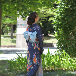 九谷焼作家が描く文様 ユニセックス浴衣・帯セット 鳳凰【KUTANI×KIMONO】 9枚目の画像