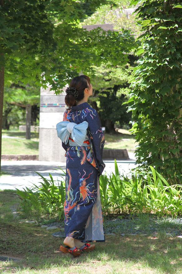 九谷焼作家が描く文様 ユニセックス浴衣・帯セット 鳳凰【KUTANI×KIMONO】 9枚目の画像