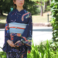 九谷焼作家が描く文様 ユニセックス浴衣・帯セット 鳳凰【KUTANI×KIMONO】 10枚目の画像
