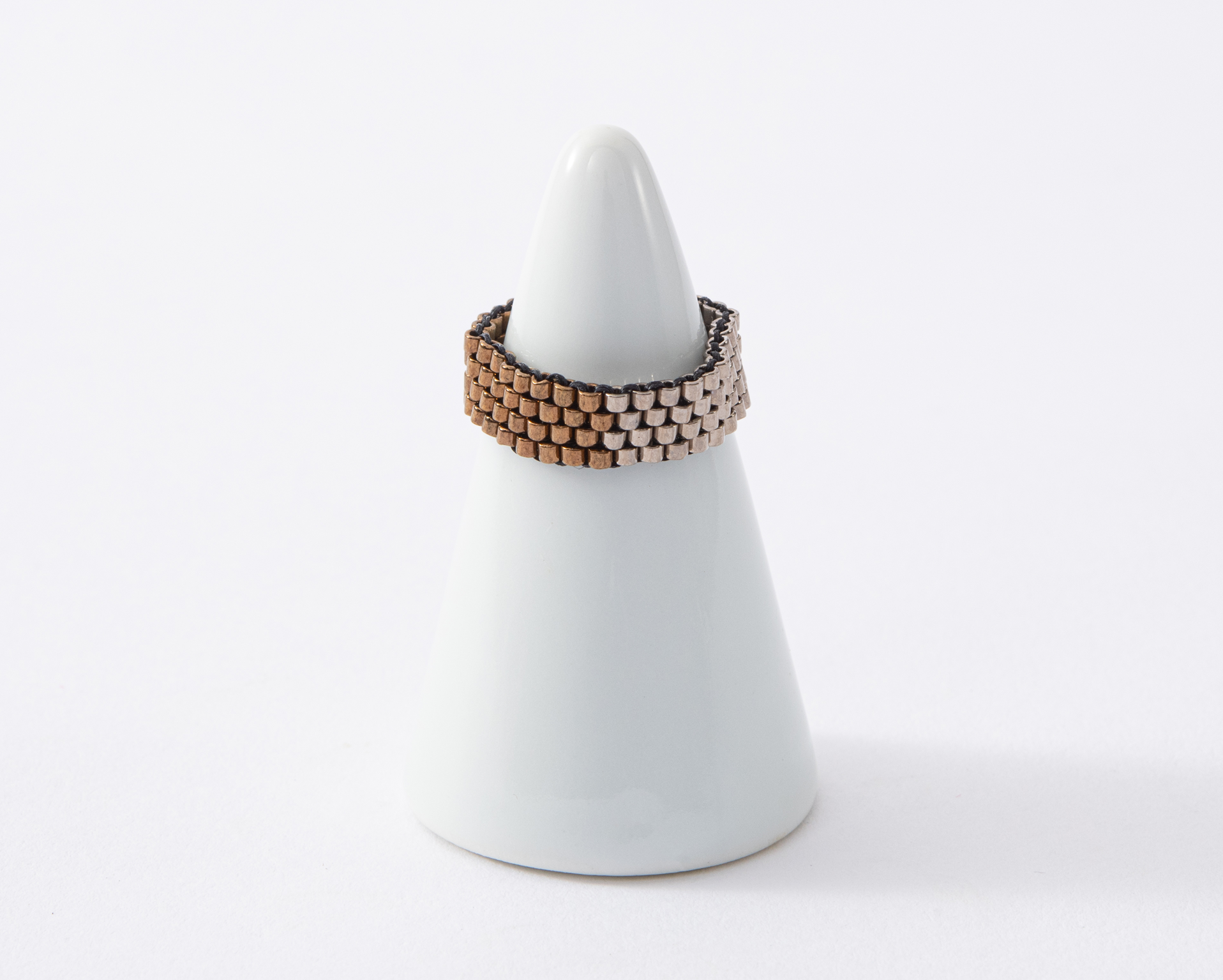 ２色アシンメトリービーズリング③（みやび016-RNG-B＆Gr）みやびシリーズ