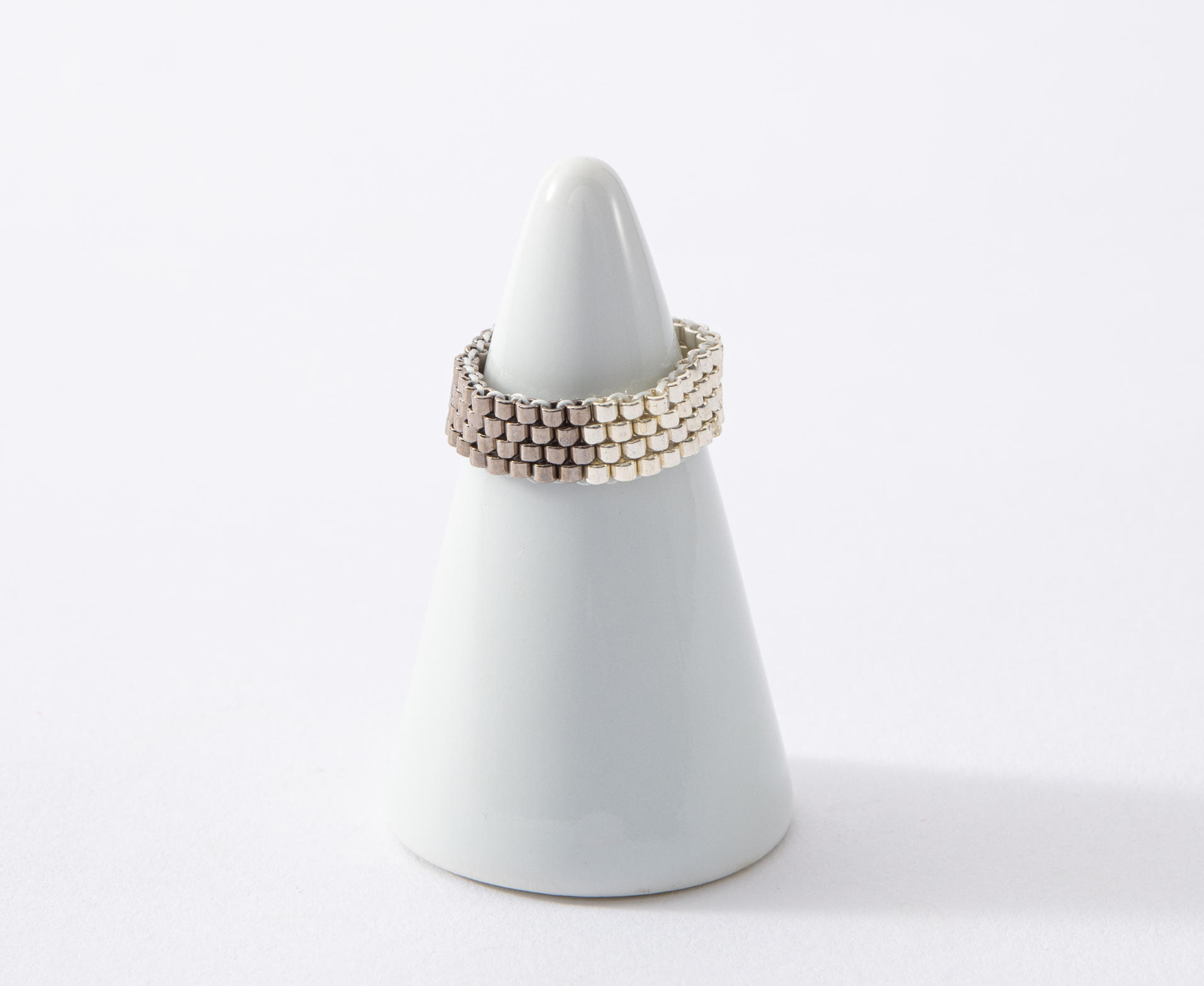 ２色アシンメトリービーズリング⑧（みやび021-RNG-Gr＆S）みやびシリーズ