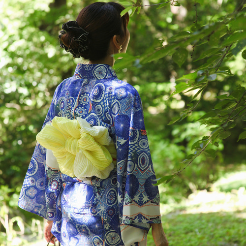 九谷焼作家が描く文様 ユニセックス浴衣・帯セット 夢見紋【KUTANI