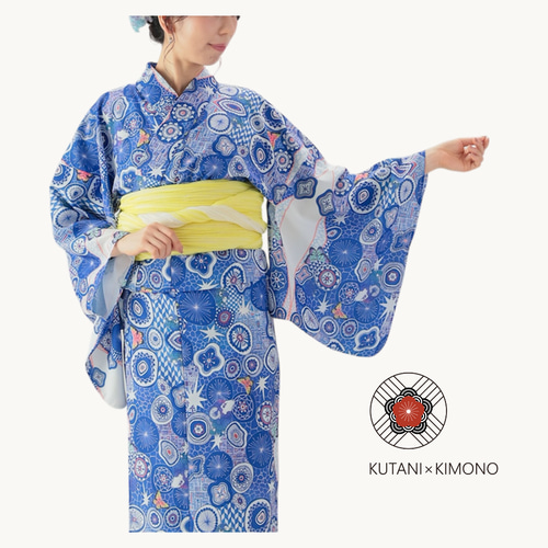 九谷焼作家が描く文様 ユニセックス浴衣・帯セット 夢見紋【KUTANI