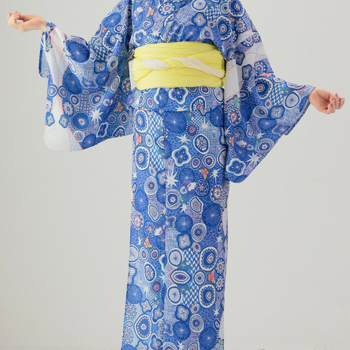 九谷焼作家が描く文様 ユニセックス浴衣・帯セット 夢見紋【KUTANI