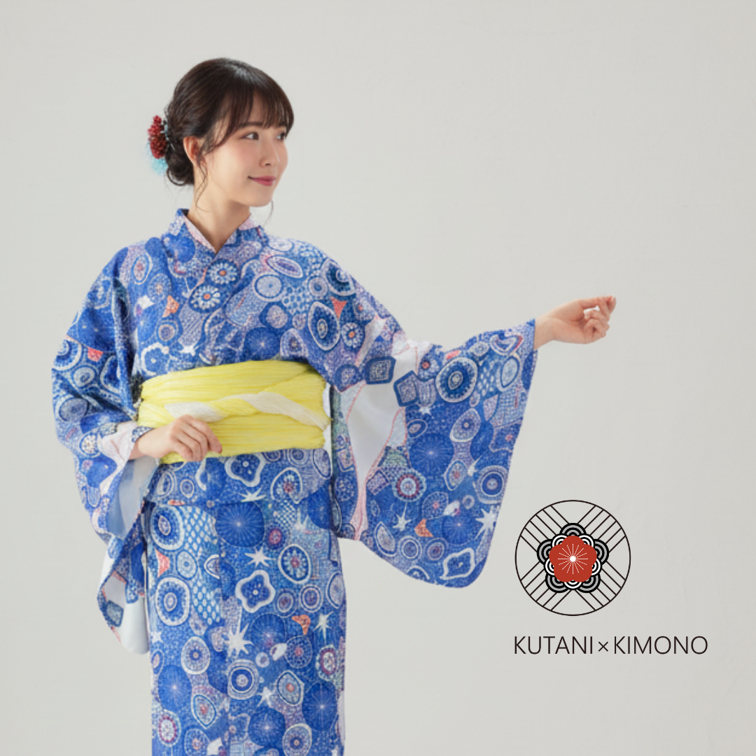 九谷焼作家が描く文様 ユニセックス浴衣・帯セット 夢見紋【KUTANI×KIMONO】