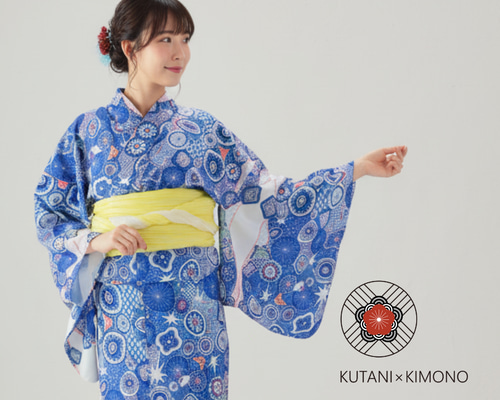 九谷焼作家が描く文様 ユニセックス浴衣・帯セット 夢見紋【KUTANI