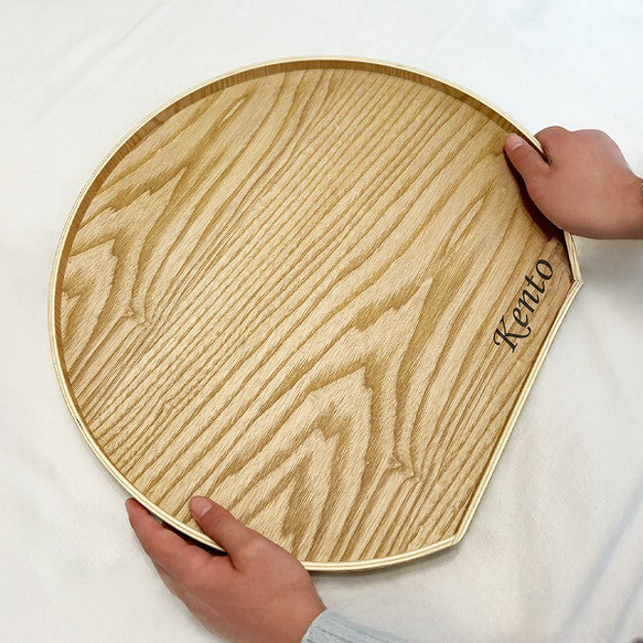 【半月お盆２枚セット】お盆 トレー 木製 半月膳 名入れ 半月盆 彫刻 ウッドトレー お食い初め お食い初めプレート 15枚目の画像