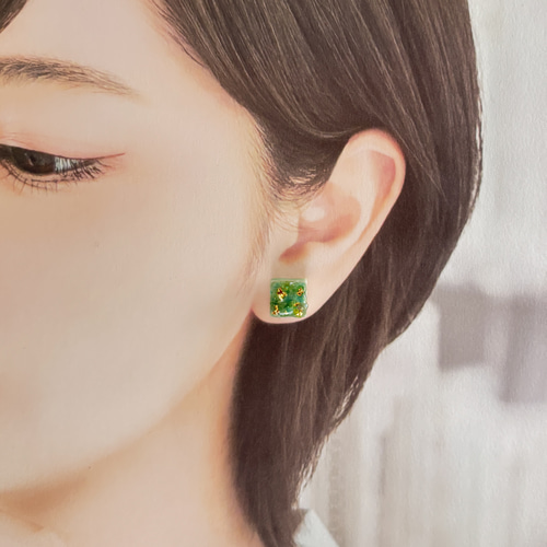 日傘をさす女 ピアス｜モネの名画×美濃焼×琉球ガラス｜アレルギー対応