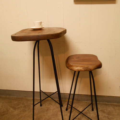 けやき ひとりカフェテーブル・イスセット09-06 （テーブル高さ87