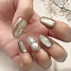 ネイルチップ No.002 オーダーメイド/ニュアンスネイル/グレージュ