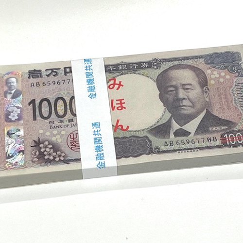 ダミー紙幣100万円札束　100枚すべて印刷　金融機関共通帯封　3束　新品 国産 3束 100万円札束 ダミー 百万円 金融機関共通 文字入り リアル帯 防犯カメラ