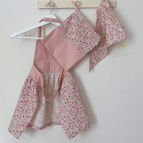 花柄のエプロン 子供エプロン キッズエプロン エプロン 花柄 三角巾