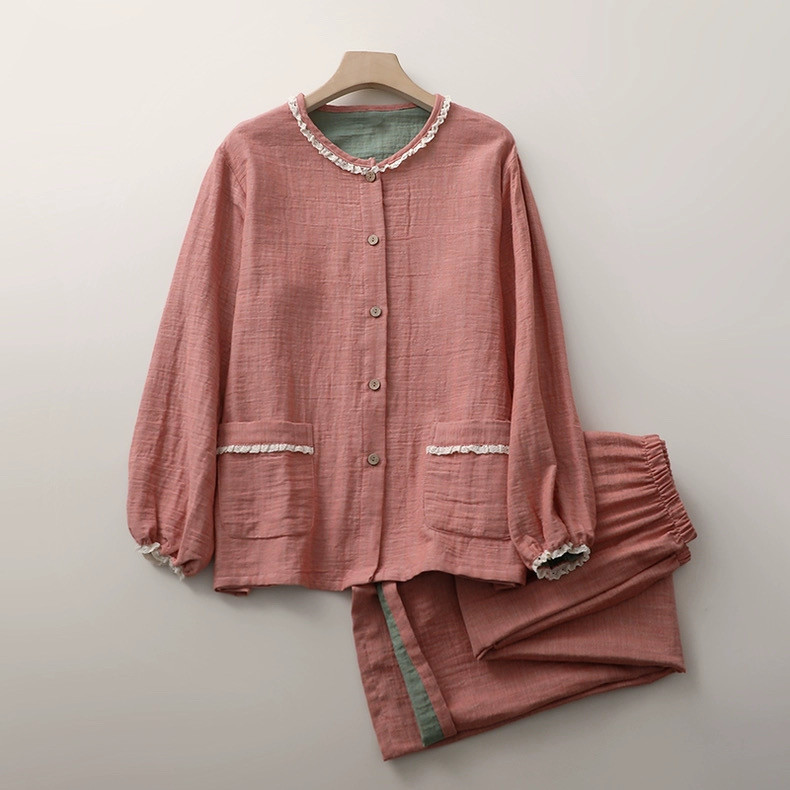 春用 秋用 長袖 パジャマ 前開き 部屋着 敏感肌  綿100％  プレゼント 贈り物 5,280円