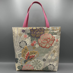 着物 帯 帯締め ハンドメイド トートバッグ リメイク ピンク 金 佐賀錦