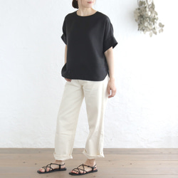 【受注製作】大人のTシャツに。リネンのワイドプルオーバーブラウス（ブラック）TP34 6枚目の画像