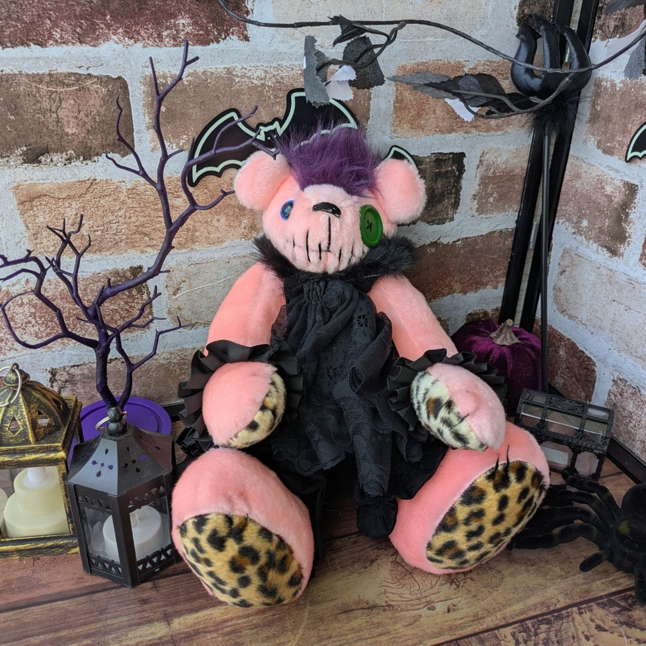 【サンプル品】モヒカンデビルテディベア（３５ｃｍ）【moko* hand made bear】