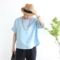 大人のTシャツに。リネンのワイドプルオーバーブラウス（ホリゾンブルー）TP34 2枚目の画像