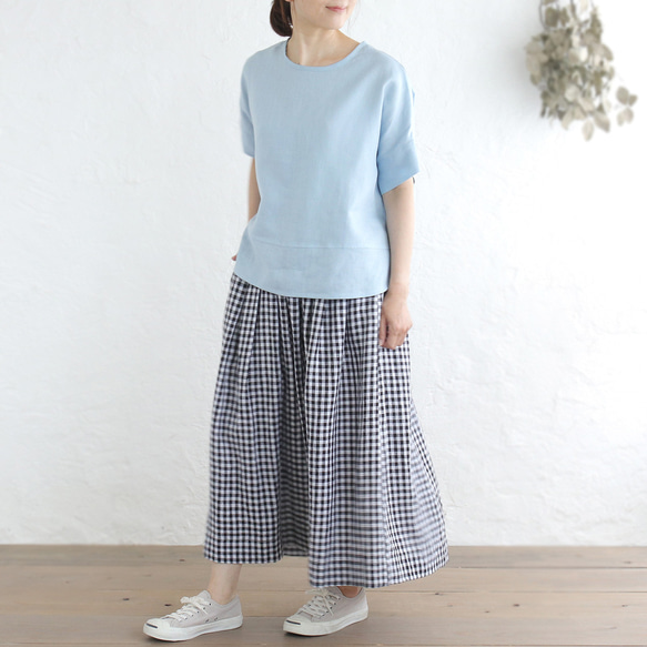 大人のTシャツに。リネンのワイドプルオーバーブラウス（ホリゾンブルー）TP34 10枚目の画像
