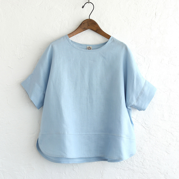 大人のTシャツに。リネンのワイドプルオーバーブラウス（ホリゾンブルー）TP34 12枚目の画像