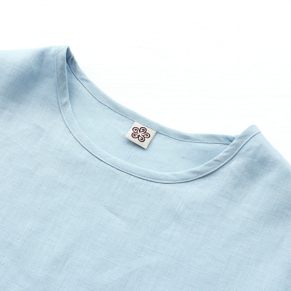 大人のTシャツに。リネンのワイドプルオーバーブラウス（ホリゾンブルー）TP34 13枚目の画像