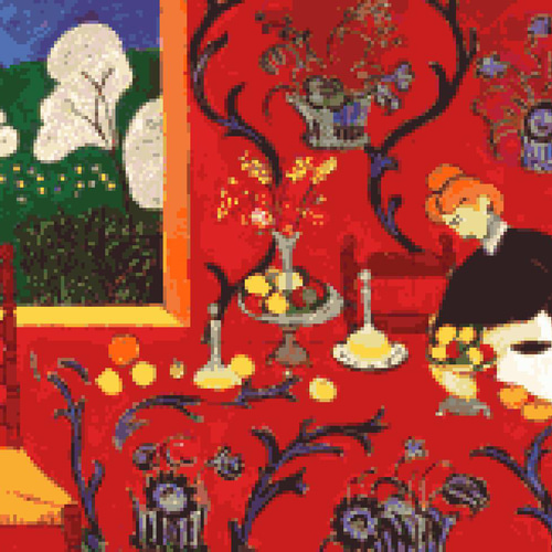 マティス「赤いハーモニー 」2025年版クロスステッチ刺繍図案 編み図