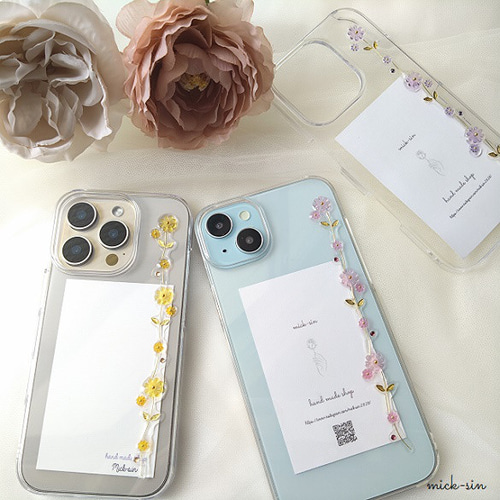 選べるカラータイプ/マーガレットラインケース【全機種対応】iPhone