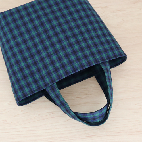 ジップ付き ファミリア風 緑チェック タータンチェック マチあり