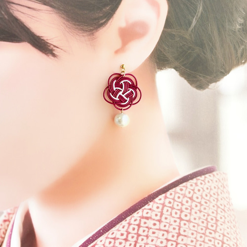 ☆❤️ 水引　水引き　ピアス　イヤリング　洋装　和装　着物　梅結び ☆❤️ 水引 水引き タッセル ピアス イヤリング 洋装 和装 着物 梅