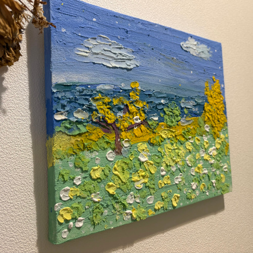 花灯りの島｜重曹アート サイズ（約）273mm×220mm 原画 壁掛け可 絵画