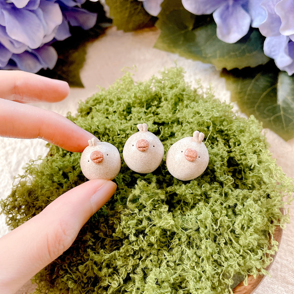 陶土粘土雑貨・焼き物】アホな顔 ガーデンイング雑貨 小鳥 ガーデン