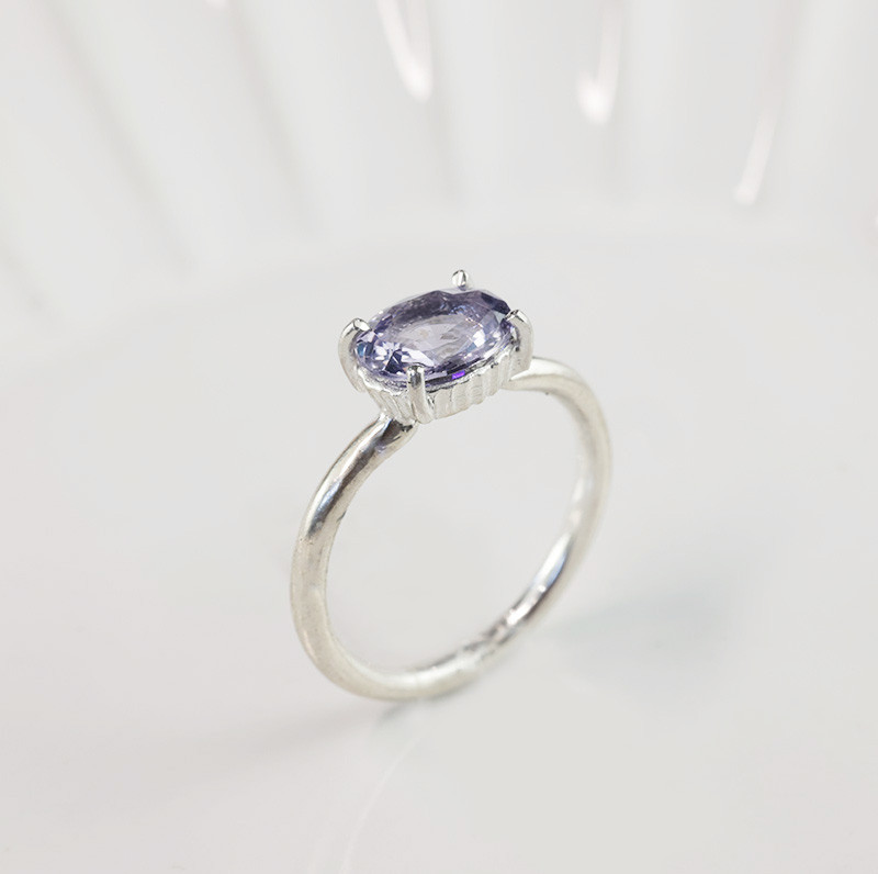 【１点もの/スピネル/シルバーリング】 天然石 薄紫 シルバー 大きめリング  8月誕生石