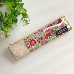 ブックバンドペンケース  A5サイズ (リバティ・マーガレットアニー) /手帳用ペンケース　ラミネート　 2枚目の画像