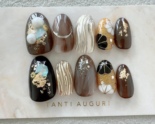 成人式 ゴールド ネイルチップ 金色 前撮り 着物 振袖 ギャル 派手