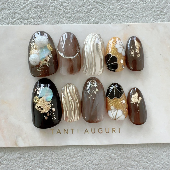 成人式 ゴールド ネイルチップ 金色 前撮り 着物 振袖 ギャル 派手