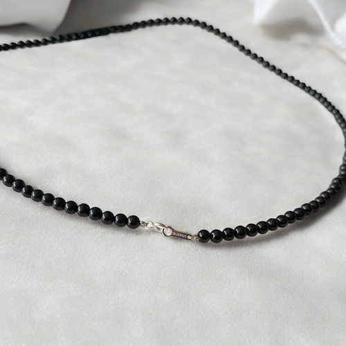 4mmブラックオニキス50cmネックレス sv925 シルバー PPA0040