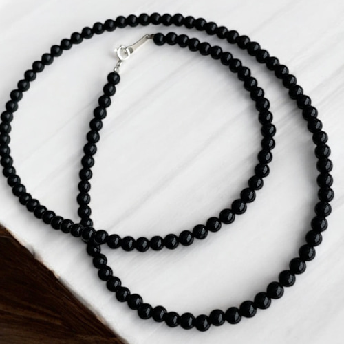 4mmブラックオニキス50cmネックレス sv925 シルバー PPA0040