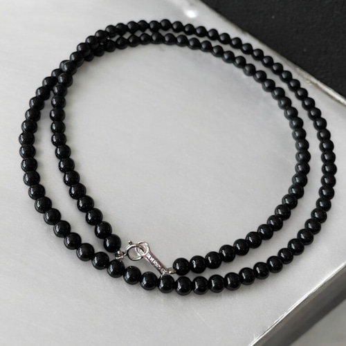 4mmブラックオニキス50cmネックレス sv925 シルバー PPA0040