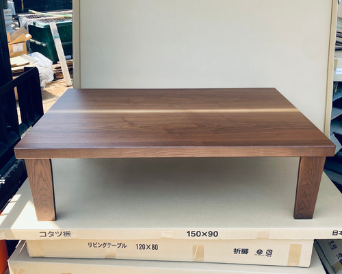 リビングテーブルナラ水玉象嵌135折りたたみ脚・日本製 リビング