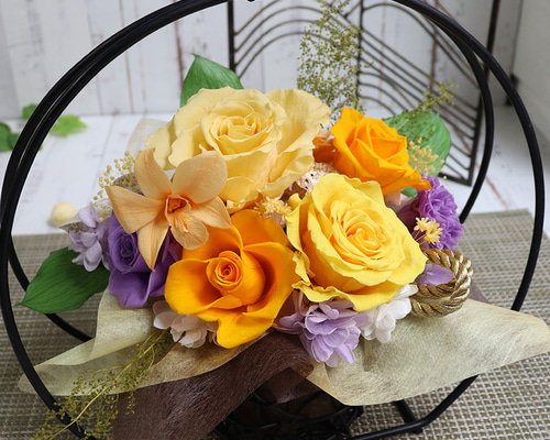 プリザーブドフラワー 「舞華 黄」 米寿 傘寿 米寿お祝い 米寿祝い