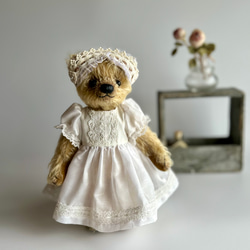 テディベアのお洋服【Sサイズ】 ジップアップフードパーカー（カーキ