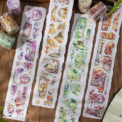 海外 マスキングテープ 4種 PET 和風 コラージュ 素材 背景 共赴人间客