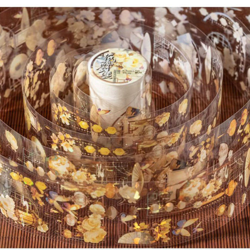 海外 マスキングテープ 4種 PET 和風 コラージュ 素材 背景 共赴人间客