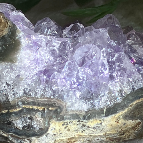 超綺麗 高品質アメジストクラスター レインボー天使の指紋 大粒極濃紫