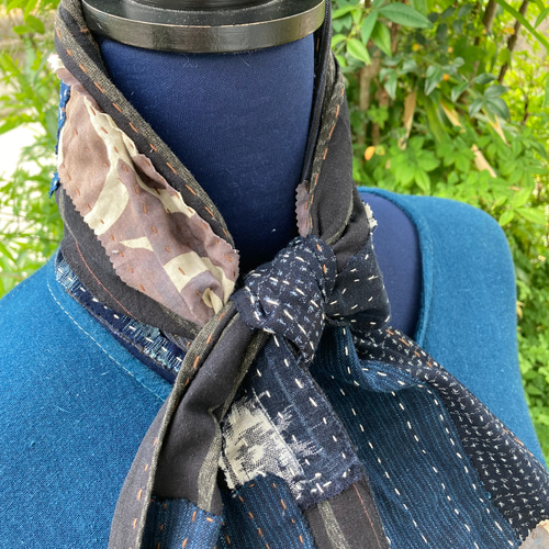 903 襤褸 ストール 古布 リメイク 藍染 藍染め 草木染め パッチ