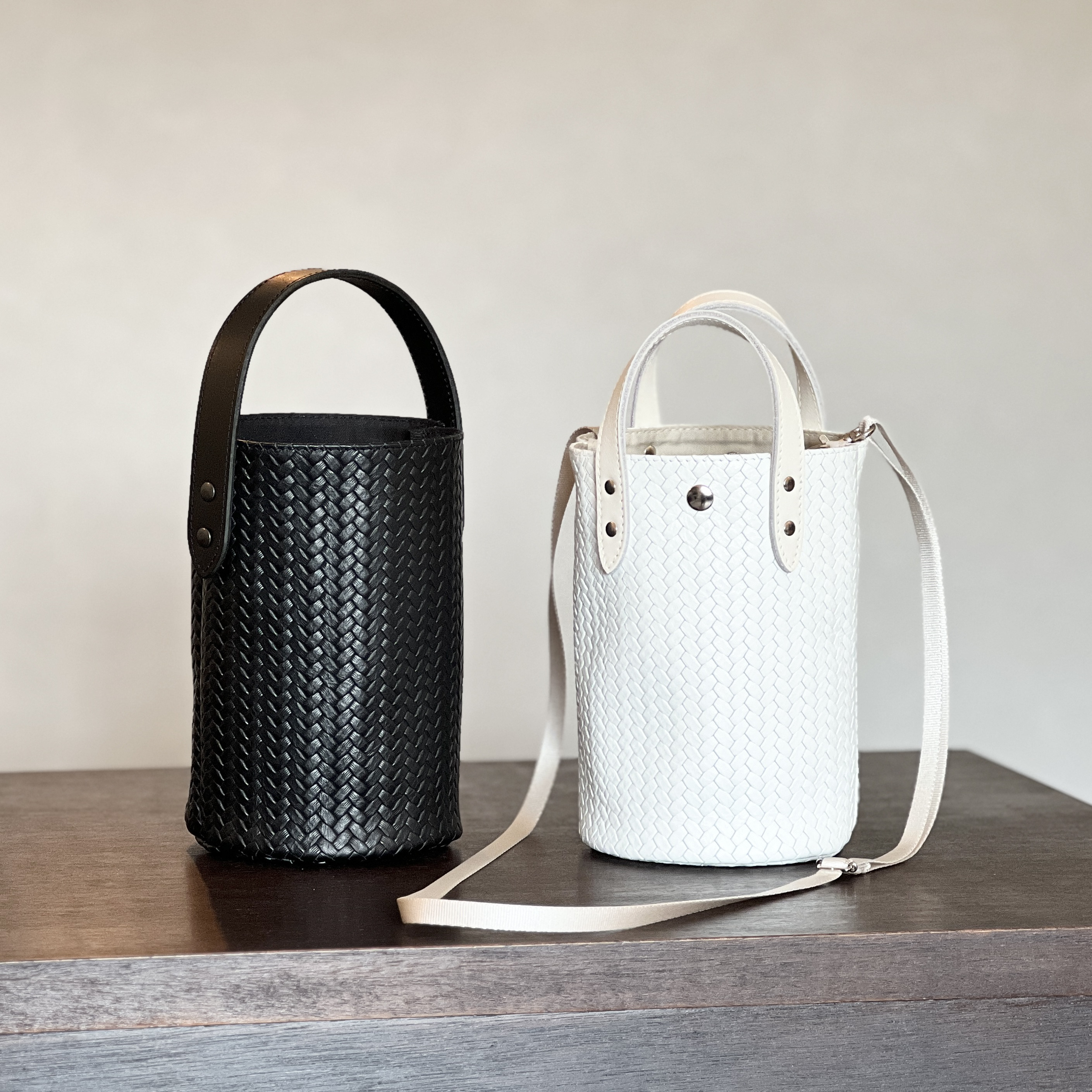 国産レザーメッシュ　バケツバッグミニ　*カスタマイズ可 / 2WAY仕様のポシェットにも！