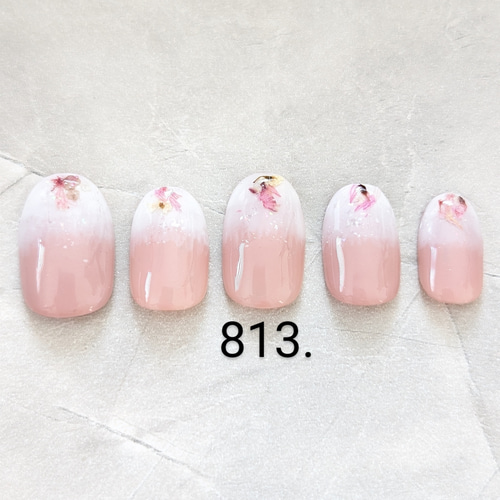 うるうるベイビーブーマー花びらネイルチップ/付け爪/韓国/短め✾24