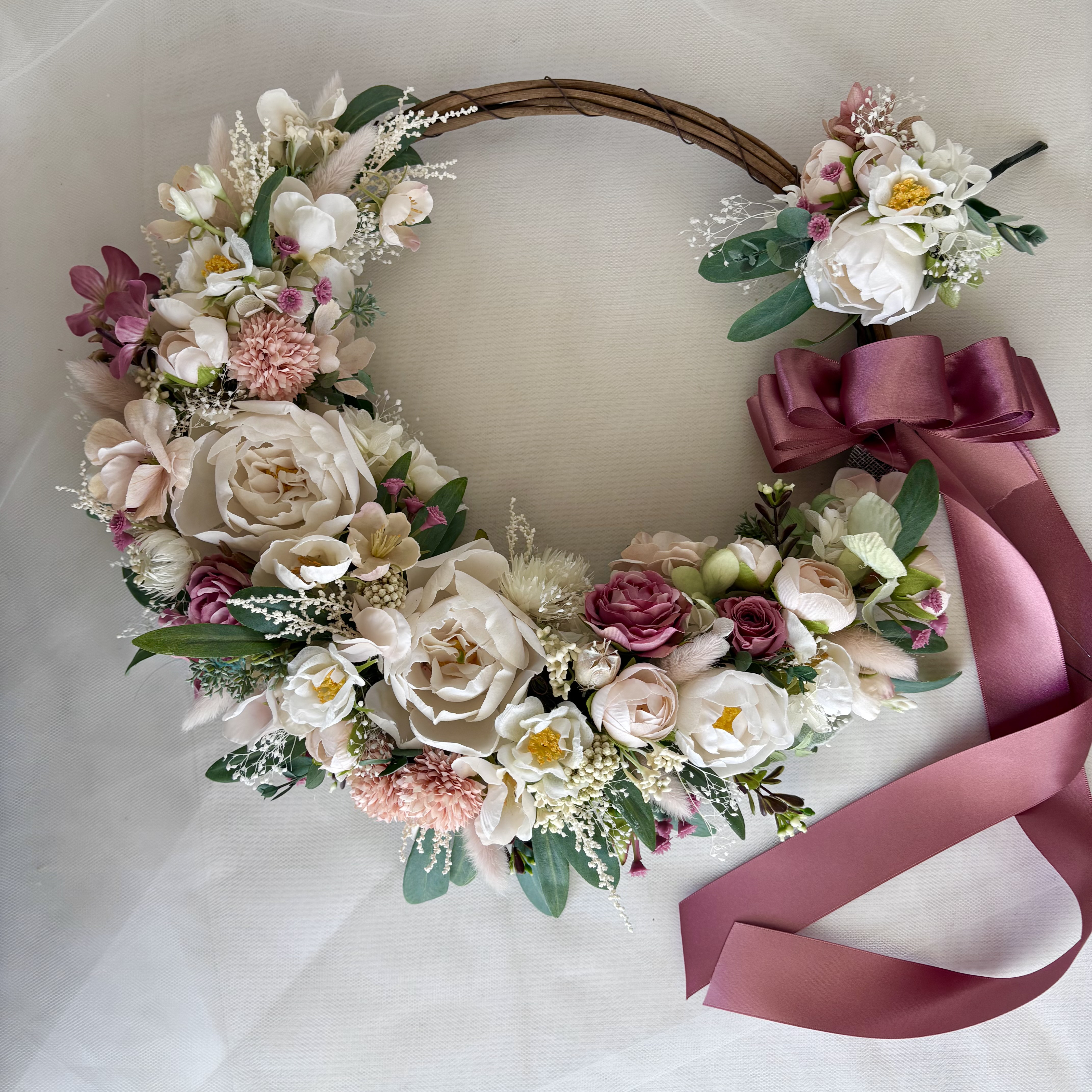 リースブーケ　ナチュラル　ブートニア付き