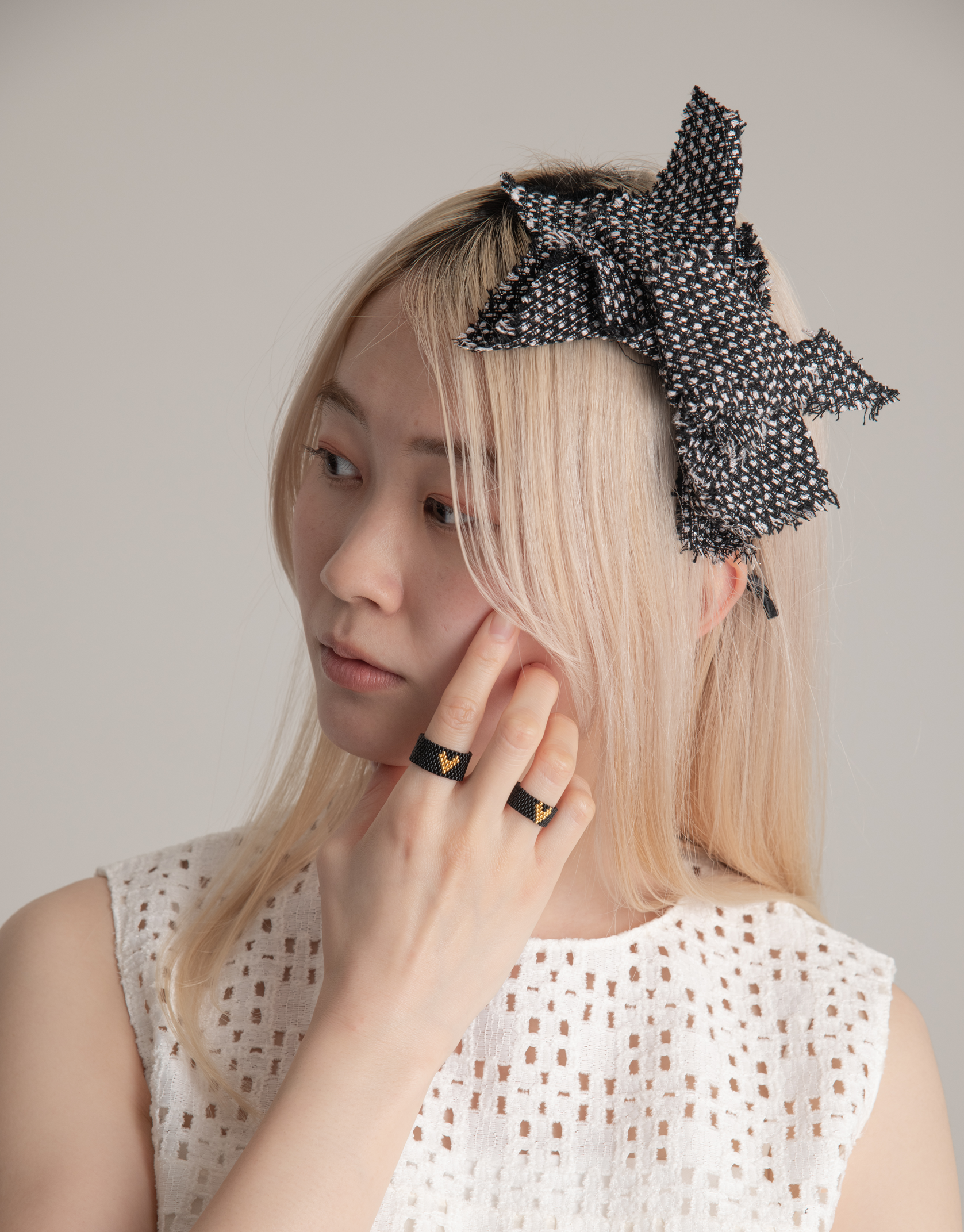 【１点もの】ツイードカチューシャ（出会い009-KTS）出会いシリーズ